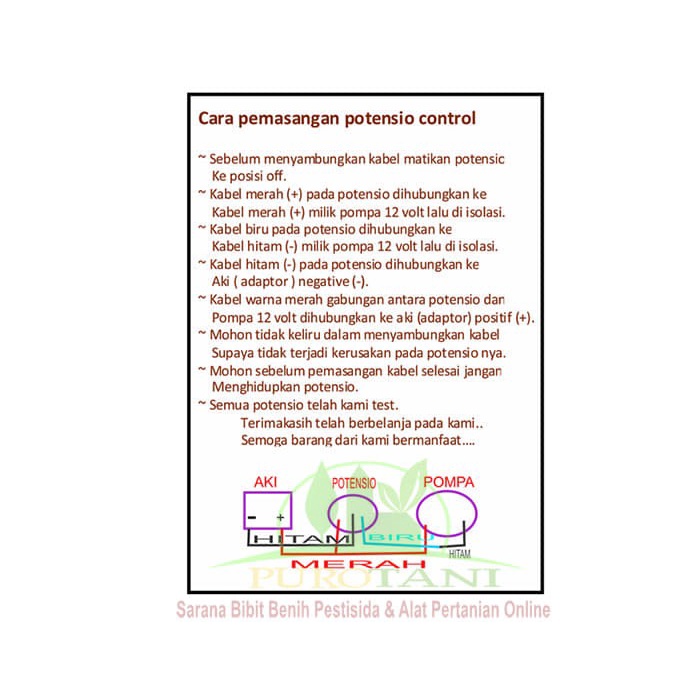 Potensio potensiometer pengatur control sprayer elektrik potensio kontrol