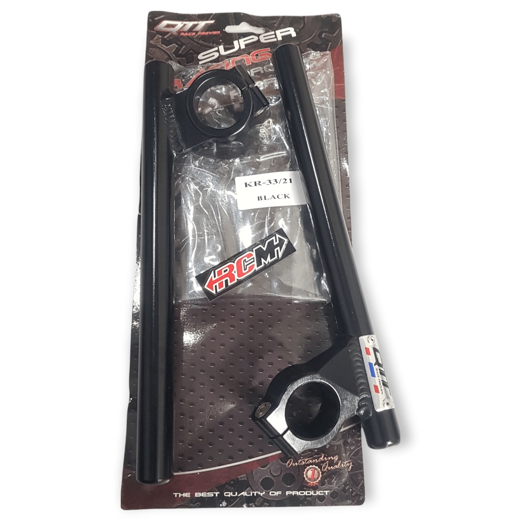 STANG SETANG SETIR STIR  JEPIT NINJA 150R SUPER KIPS 150R KLX 150 NINJA RR SCORPIO Z 150 ATHLETE DIAMETER Q 33/21° 33 21° 21 DRAJAT DERAJAD DERAJAT SJN-21 WARNA HITAM BLACK ORI ORIGINAL QTT ASLI