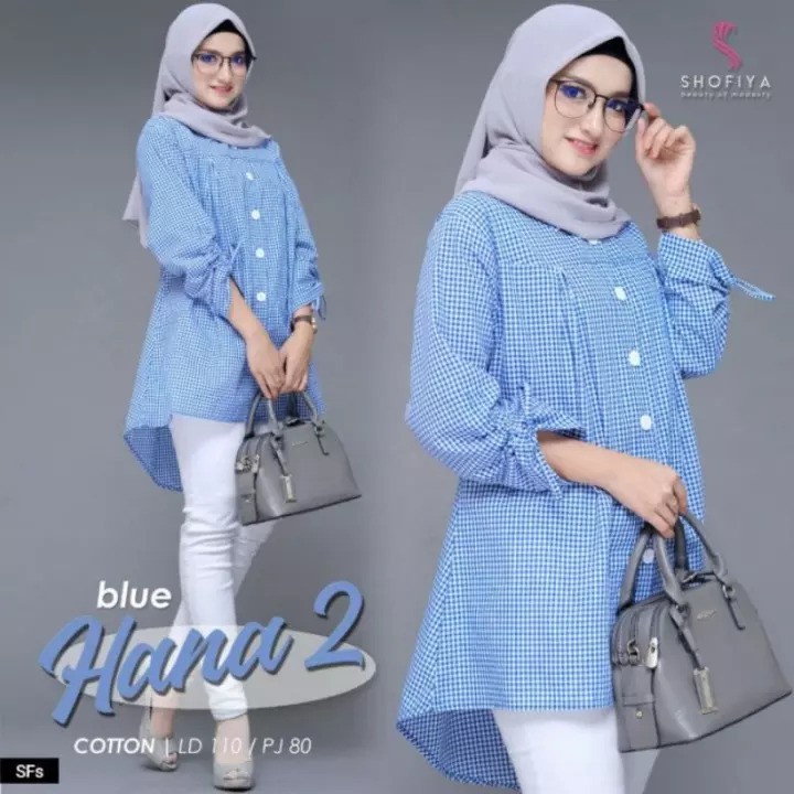 Hana Tunik Katun Atasan Muslim Wanita Terbaru Design Kekinian Harga Murah Kualitas Bagus