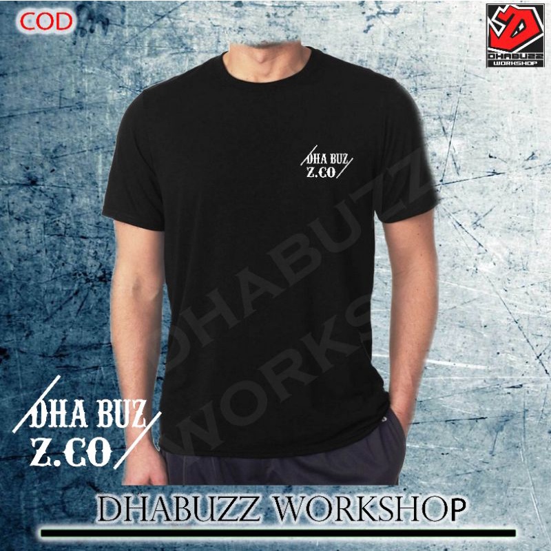 DHABUZZ 04 KAOS DISTRO HITAM PRIA LENGAN PENDEK LOGO BAHAN KATUN TERBARU ORIGINAL DHABUZZ