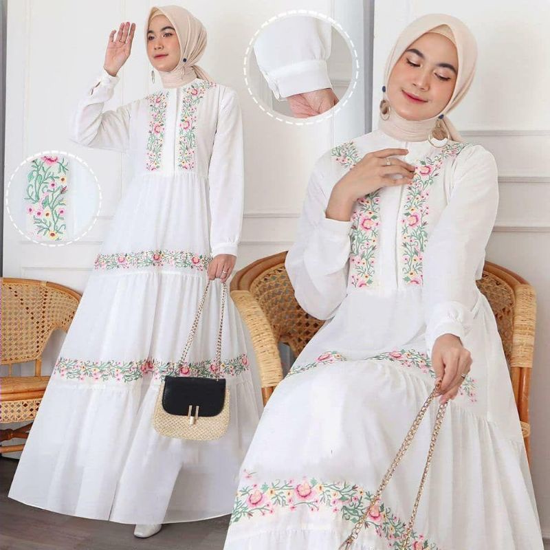 Natasya dress/gamis muslim wanita terbaru/fashion hijab wanita terkini/baju muslim wanita bordir ter