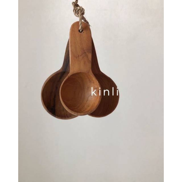 sendok takar kayu jati set 3 wooden measuring spoon food grade