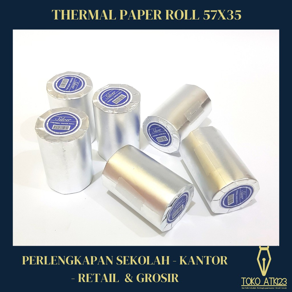 Thermal Paper Roll / Kertas Kasir / Struk Kasir Merk Silver 57x35