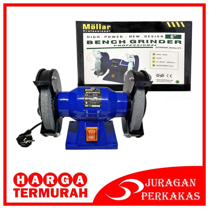 CUCI GUDANG - MOLLAR BG150 MESIN GERINDA DUDUK BENCH GRINDER 6 INCH