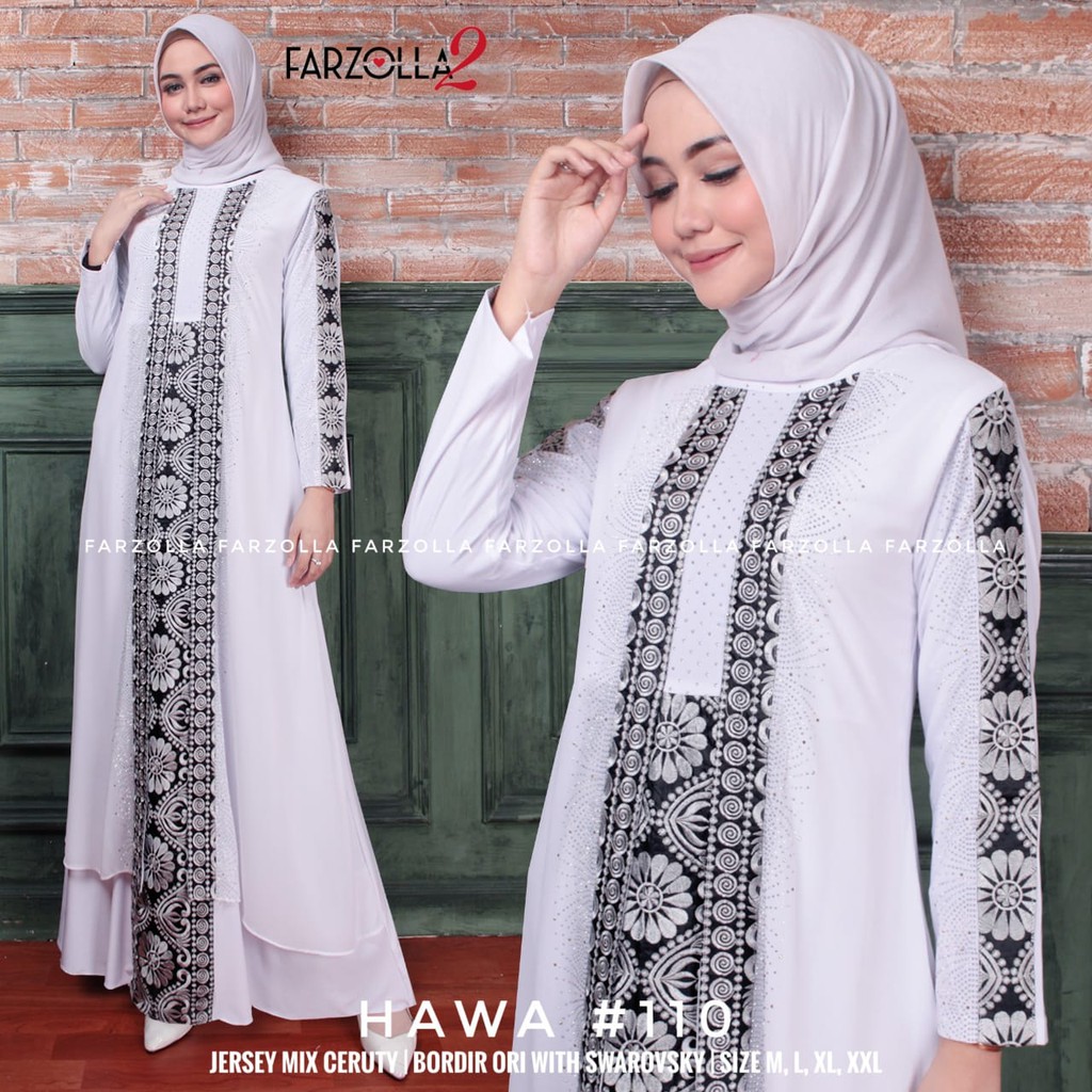 OK - NEW ABAYA TURKEY PUTIH MOTIF BORDIR | ABAYA PUTIH TERBARU | ABAYA PUTIH ARAB | HAWA 110