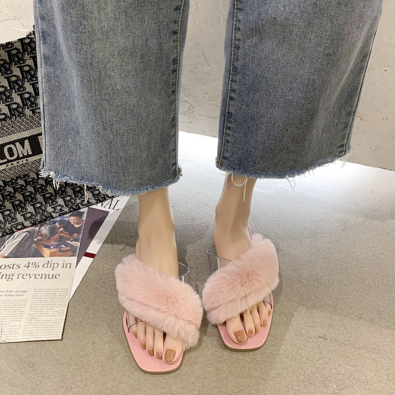 Grosir - S934 Sandal Slop Bulu / Sandal Wanita Model Silang / Sandal Cewek Murah / Women's Slippers