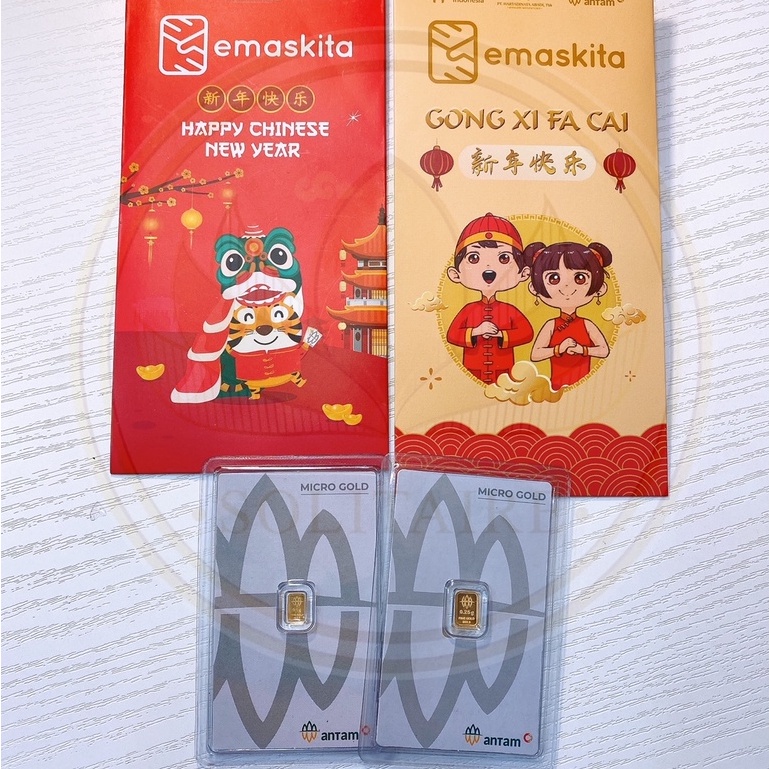 Angpao Imlek CNY Exclusive + LM Micro Gold ANTAM HARTADINATA Premium 0,1 & 0,25 gram EmasKITA