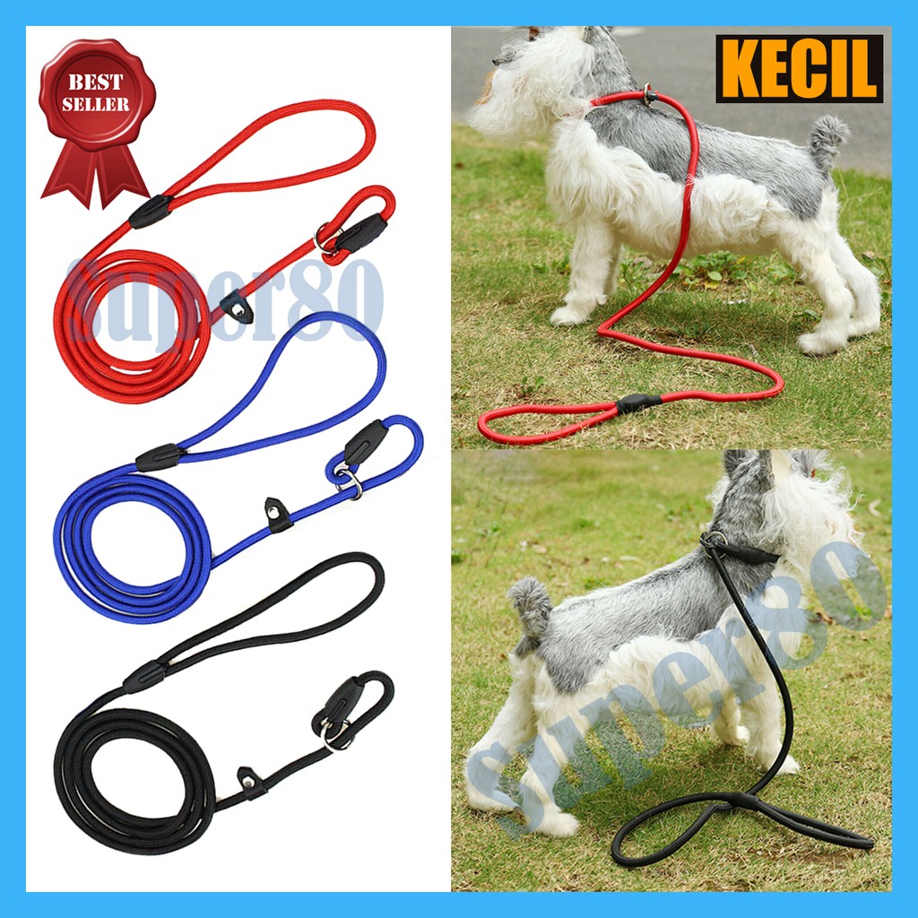 Slip Lead Besar &amp; Kecil Cesar Millan Tali Tuntun Nylon Nilon Anjing Kucing Dog Cat Leash Sliplead