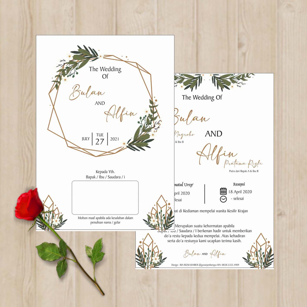 Jual UNDANGAN PERNIKAHAN CUSTOM -SINGLE SOFT COVER Indonesia|Shopee