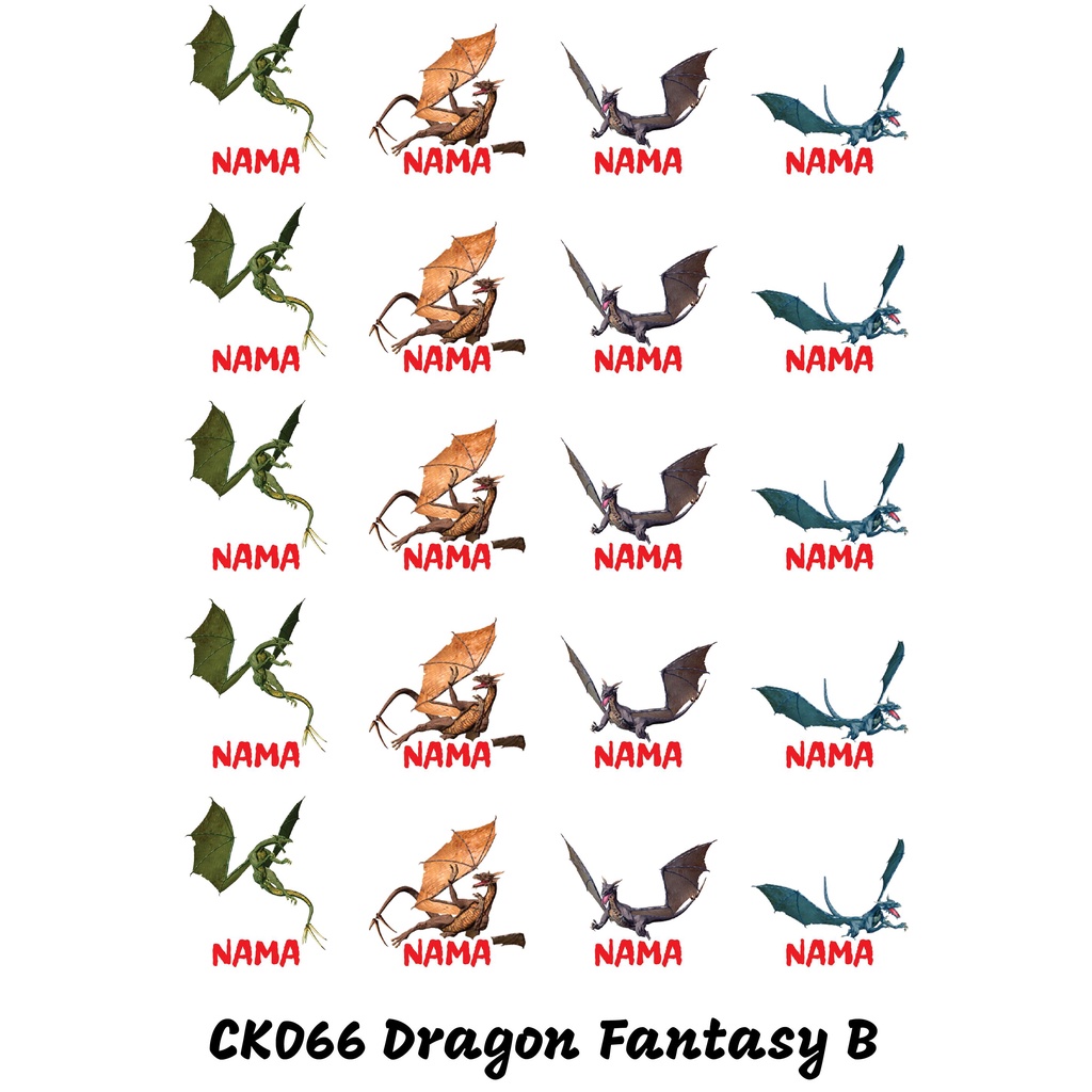 

Sticker Nama Cutting Label Waterproof Tahan Air Dragon Fant B (CK066)