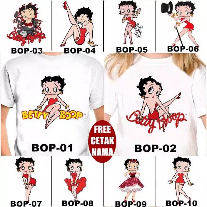 Kaos Betty Boop Anak Dewasa Custom Couple FREE NAMA