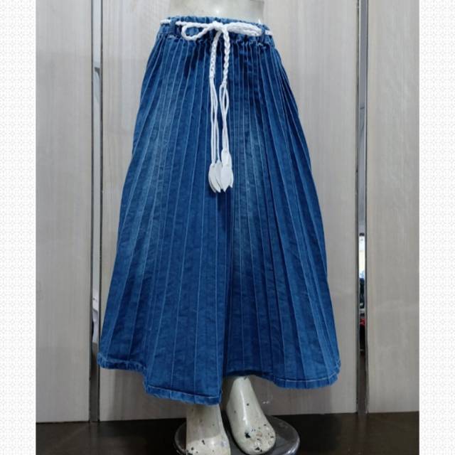 Rok plisket anak bahan levis (jeans) dari 7thn - 12thn