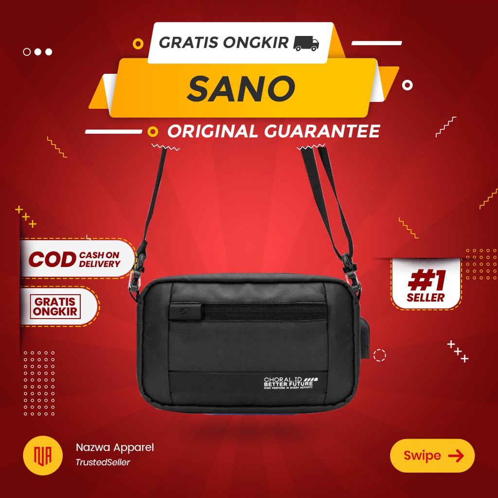 TAS SELEMPANG SLING BAG CHORAL SANO BLACK