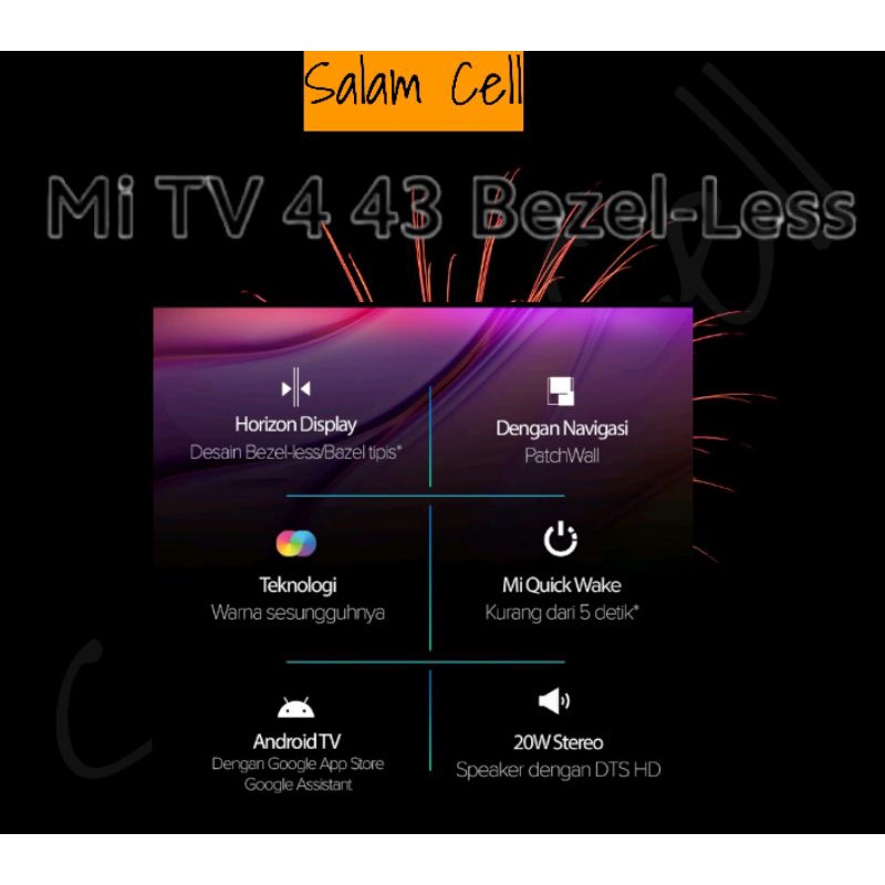 Xiaomi Mi TV 4 43&quot; Bezel-Less Smart TV - AndroidTV Google Assistant - Patchwall 3.0 + Garansi Resmi