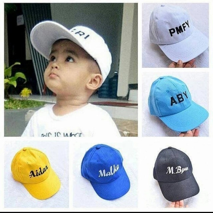 Topi Baseball Anak Warna Bordir Nama Suka suka Bahan Kanvas Rafel