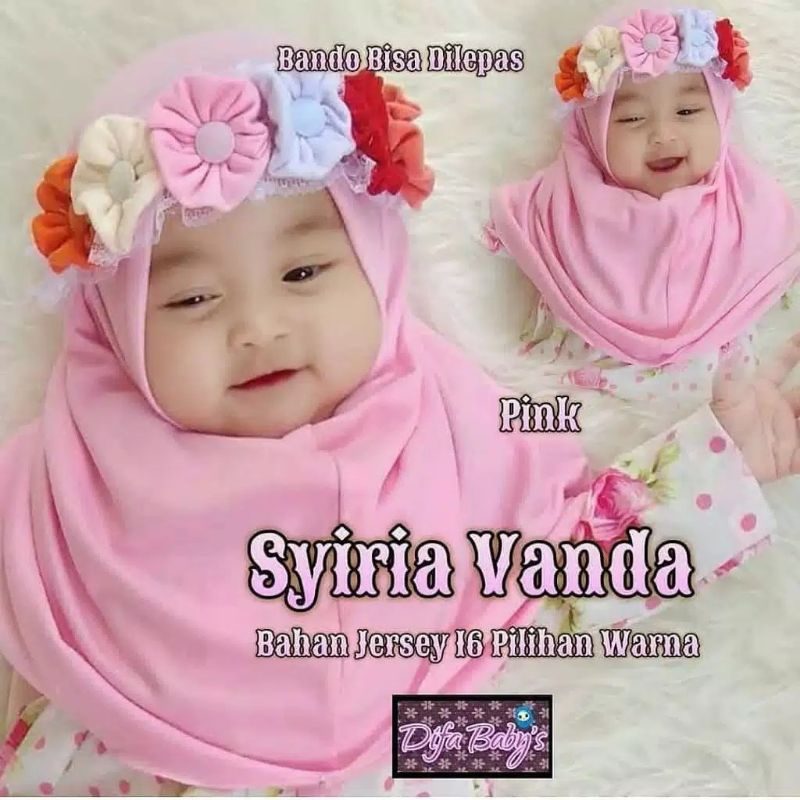 hijab Bayi Bando Bunga/jilbab anak bando bunga tila/kerudung anak kekinian