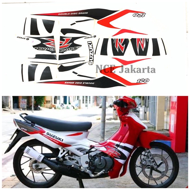 STIKER STRIPING SATRIA KOTAK LUMBA MERAH PUTIH