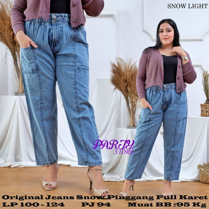 boyfriend kantong 100kg - super jumbo - Rsliting - bigsize  wanita legging - bahan jeans /