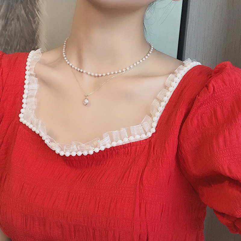 【Ready stock】Kalung mutiara Wanita korea Multilayer Liontin Rantai Emas Kalung Perhiasan Aksesoris Fashion Semua pertandingan murah 2021 terbaru fashion COD