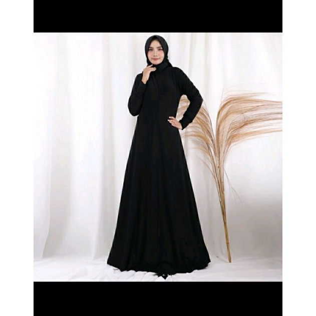 Gamis hitam jersey tebal