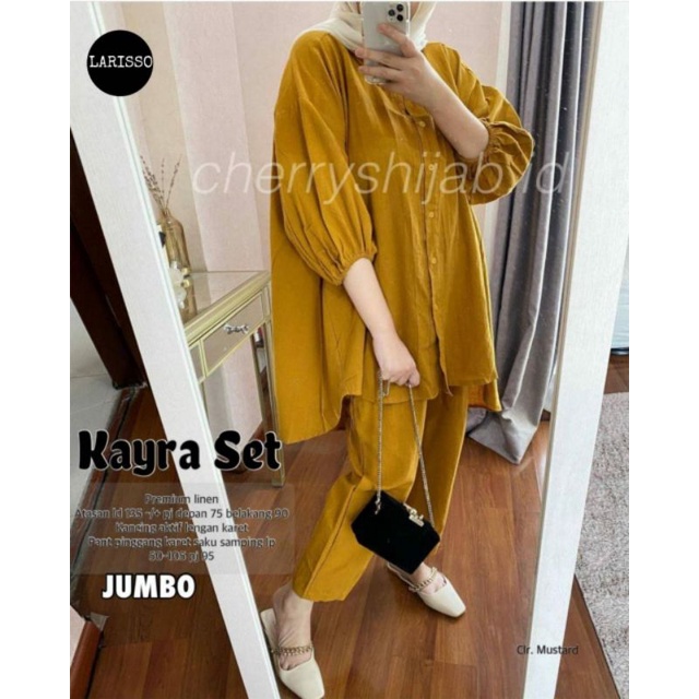 Kayra setelan set wanita katun linen jumbo LD 130-135