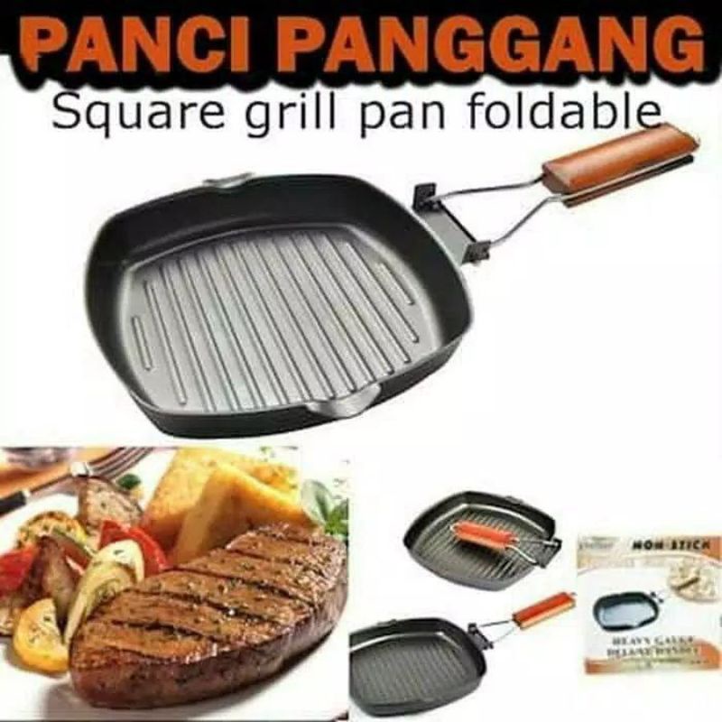 SQUARE GRILL PAN / PANCI GAGANG LIPAT / TEFLON PANGGANGAN