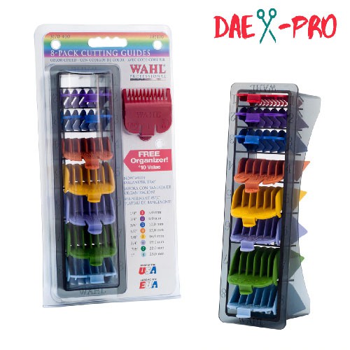Set sepatu wahl warna 8pcs plus tray/ Sepatu mesin cukur rambut / guard wahl 
daex pro