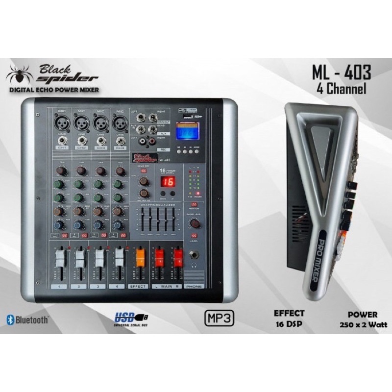 power mixer black spider 4 channel BS ML-403