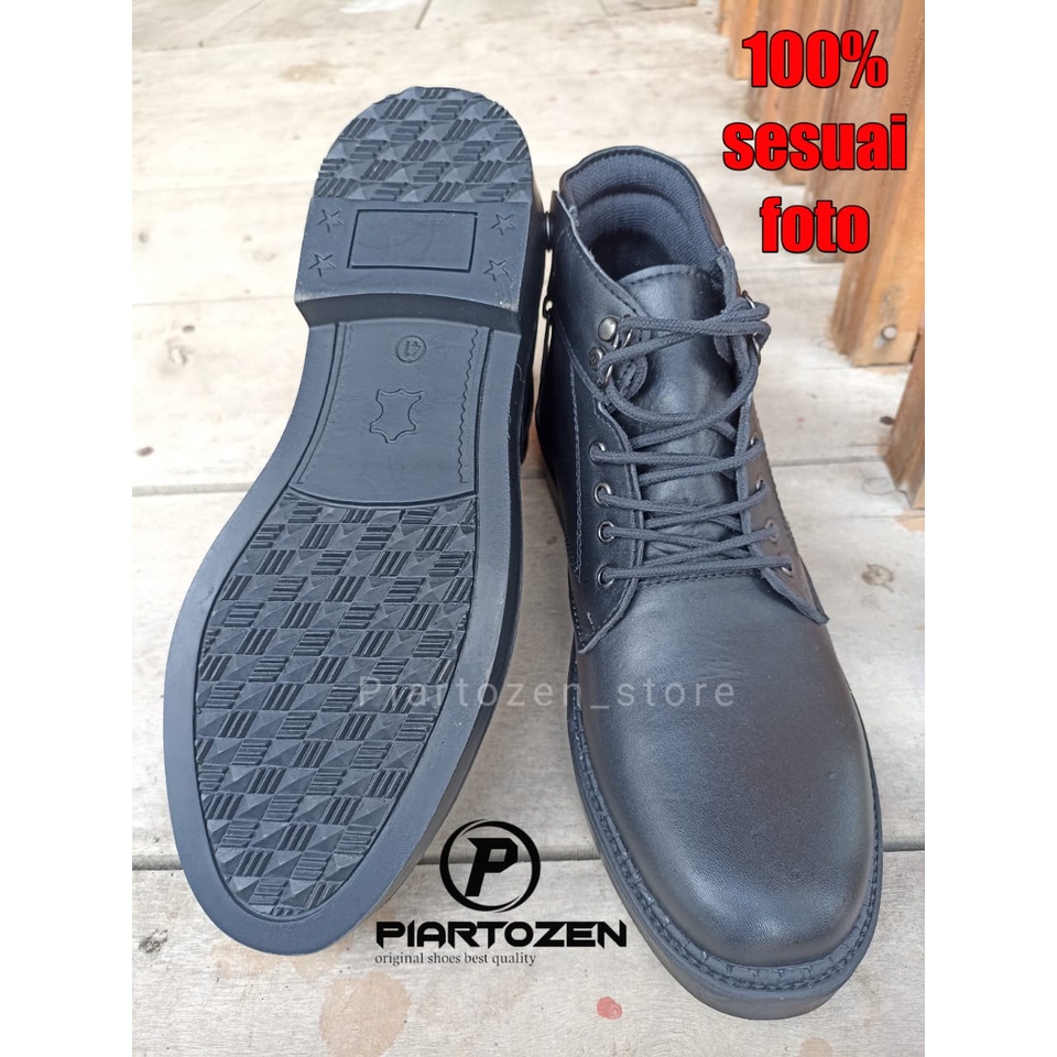 Sepatu PDH kulit asli hitam dop dinas tni polri security satpam
