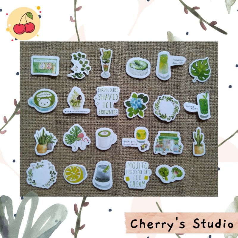 

Sticker Aesthetic Green Field 10pcs / Sticker Scrapbook / Sticker Journal