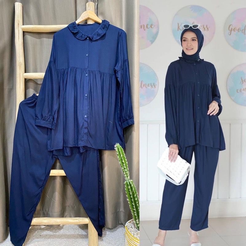 BEST SELLER | BISA COD | Daily set pejamas panjang premium busui - piyama lengan panjg rayon premium-6