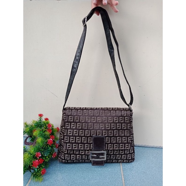 SLING ALA FENDI KOMBINASI KANVAS MIX KULIT,  TAS ALA FENDI,  PRELOVED ALA FENDI