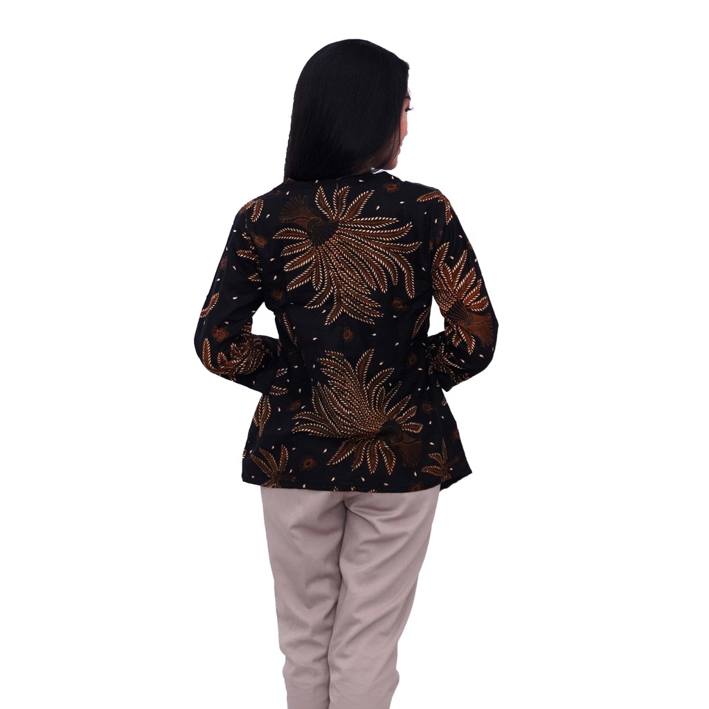 Blouse Batik Atasan Wanita Kemeja Batik Pria Manggar Hitam