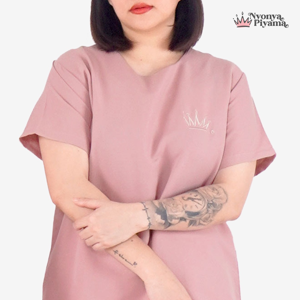 Nyonya Piyama Poly Bamboo Set Piyama Celana Pendek (Oblong Polos)-2