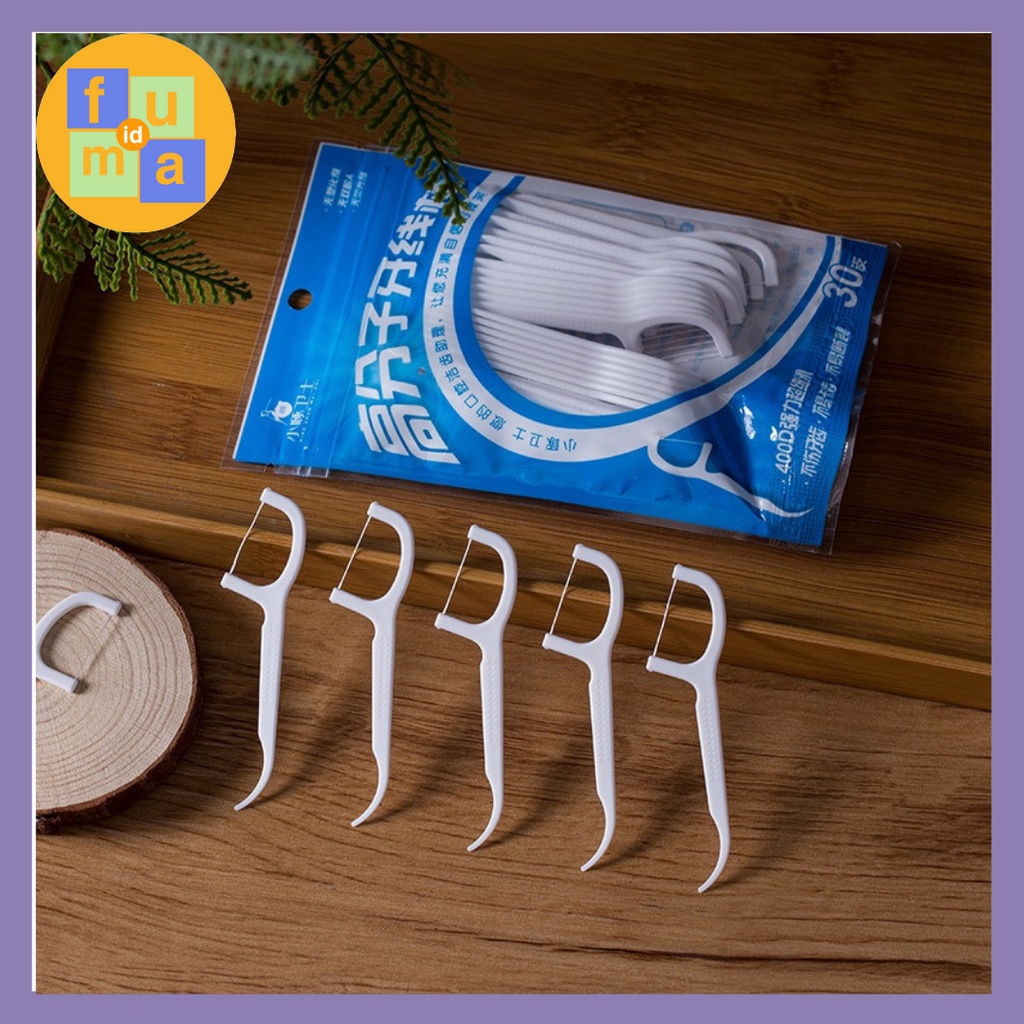 Dental floss benang Busur tusuk gigi Macromolecul carea pembersih sela gigi isi 30pcs / Dental Floss Benang Tusuk Gigi isi 30pc Higienis