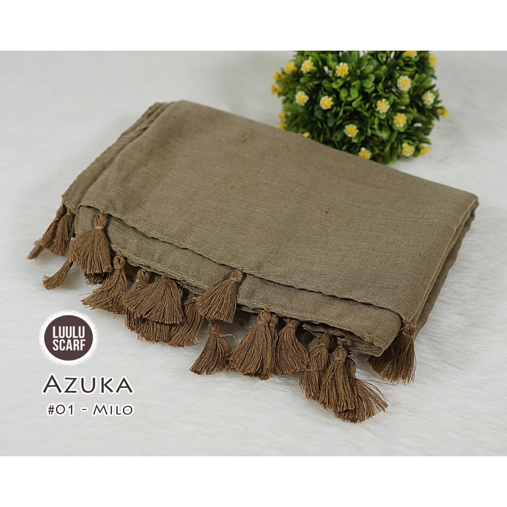 Pashmina Polos Tassel bahan Paris Viscose - AZUKA by Luulu Scarf-#01 - Milo