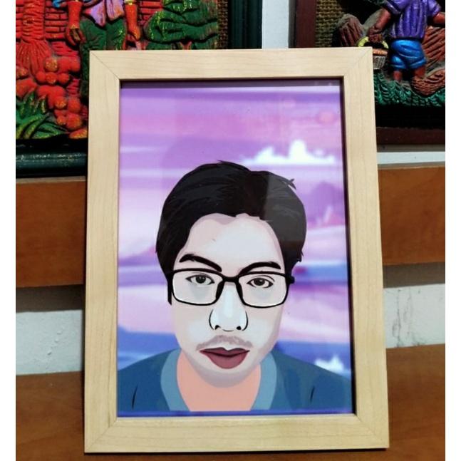 Lukisan wajah 4R Karikatur Vector Art Souvenir Kado