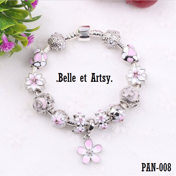 Gelang Pandora Style - Pink Flower Jasmine PAN-008
