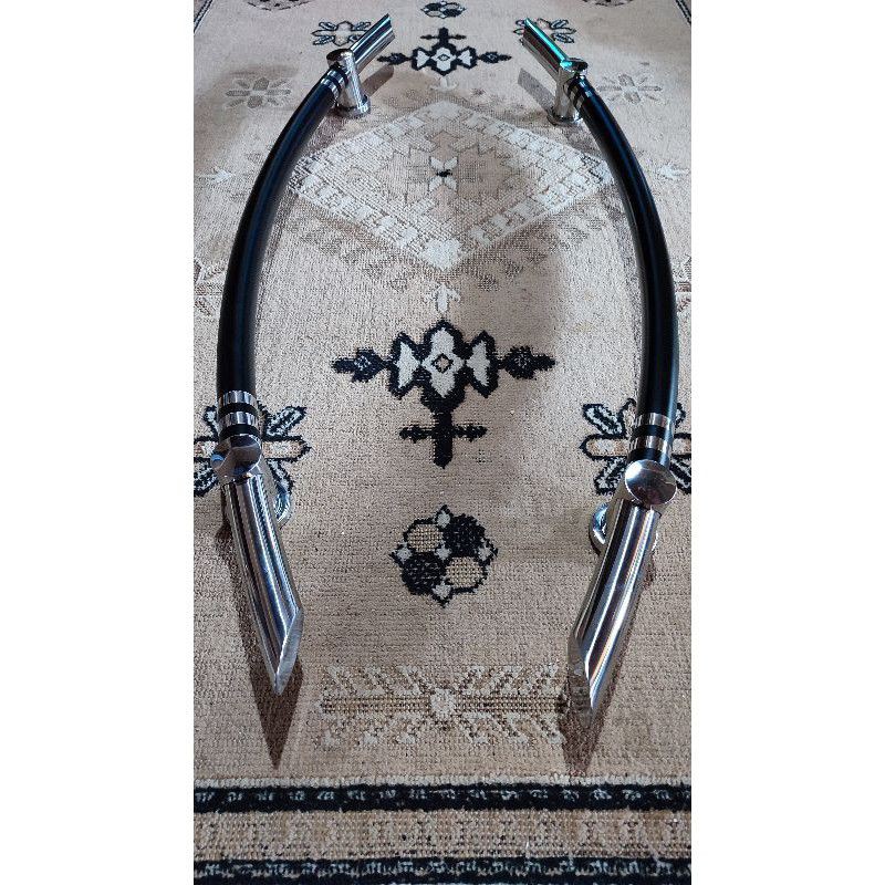 Handle pintu tarikan pintu rumah motif bulan sabit,handle pintu melengkung warna hitam panjang 80cm