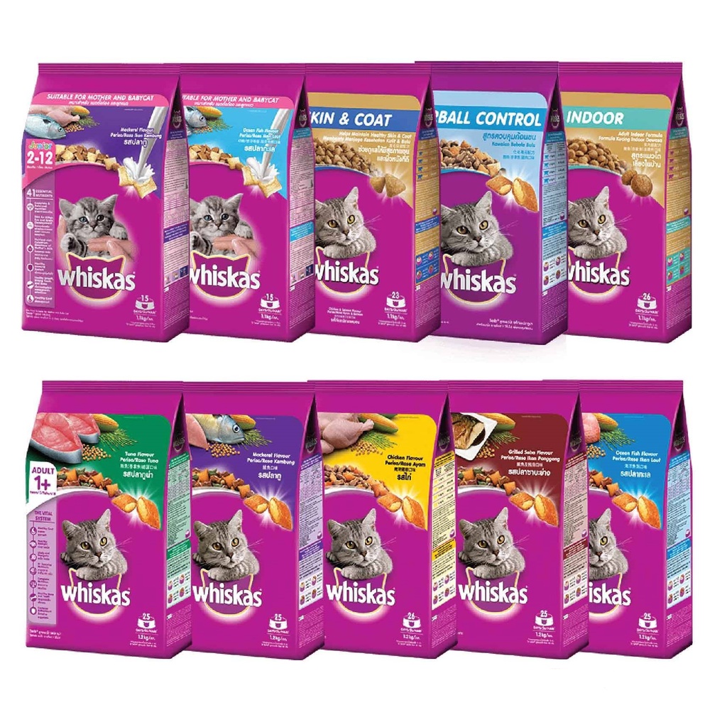 Whiskas DRY Cat Food Pouch Junior 450gr &amp; Adult 480gr / Makanan Kucing Whiskas