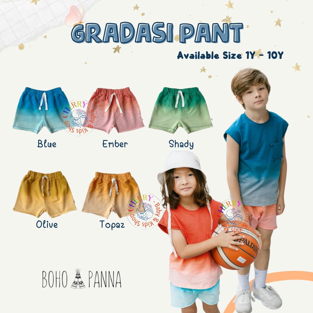 BOHOPANNA Gradasi Pants 1 - 10 Tahun Celana Pendek Gradasi Anak Short Pants Unisex CBKS