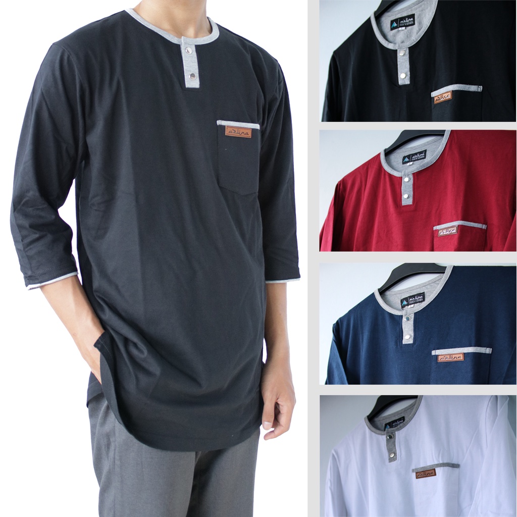 (COD) Baju Koko Kurta Dewasa Lengan 3/4 Material Catton Adem