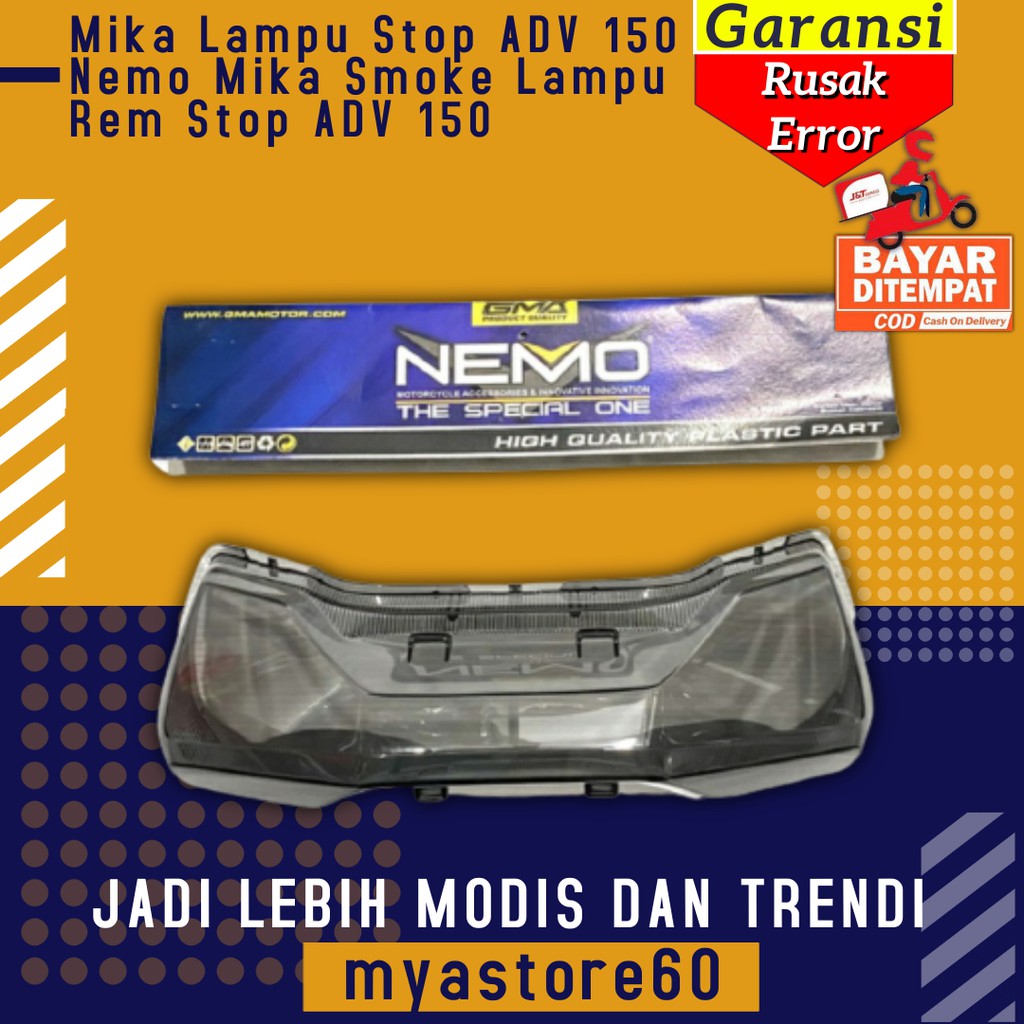 Mika Cover Tutup Lampu Stop ADV 150 Nemo Mika Smoke Lampu Rem Stop Honda ADV 150