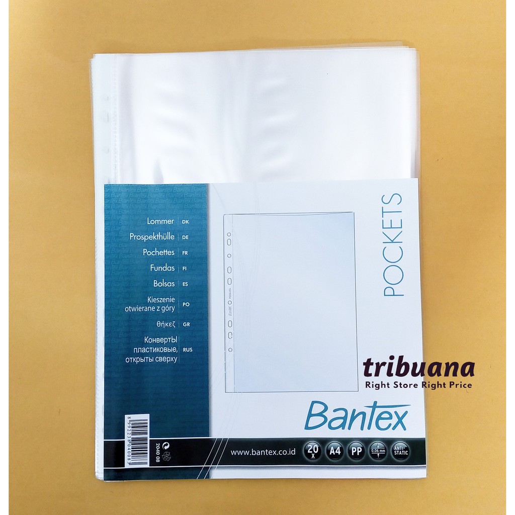 

Bantex Sheet Protector / PP Pocket Ukuran A4-2040 (1pak/20 lembar)