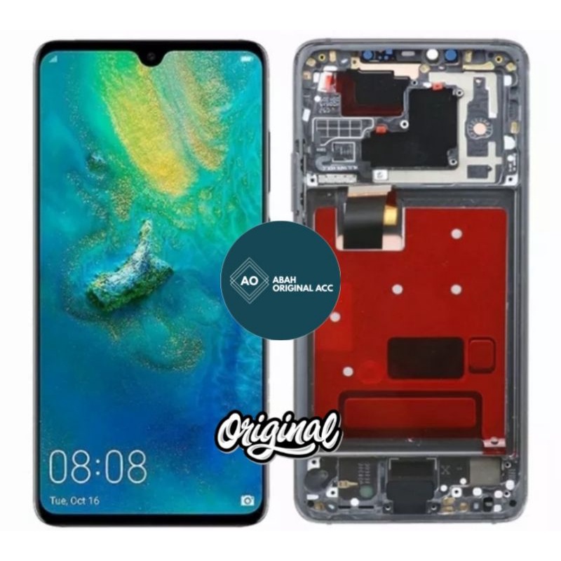 LCD TOUCHSCREEN HUAWEI MATE 20 PRO ORIGINAL FULLSET FRAME + SUPPORT FINGERPRINT 100% ORI