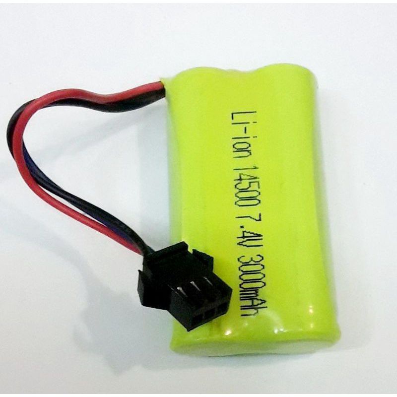 Battre RC 2 batre AA 3000Mah 7.4V songket hitam 3 kabel Battre mobilan remote control