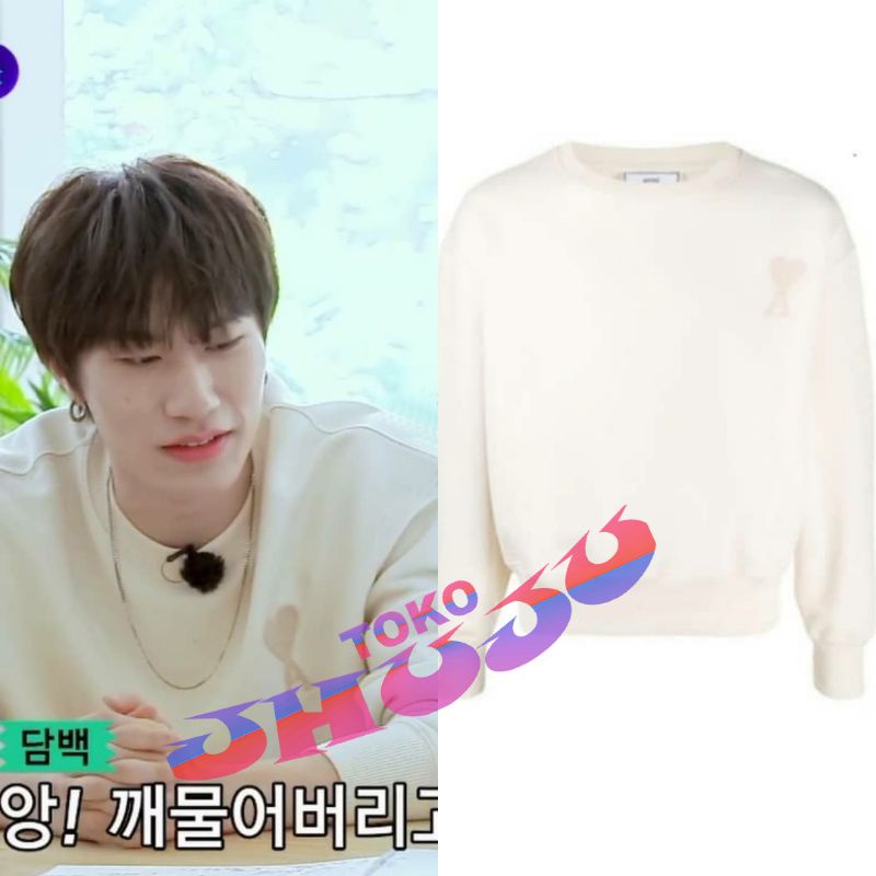 Basic Sweater Treasure Yedam Style AMILOVE logo sablon Cream