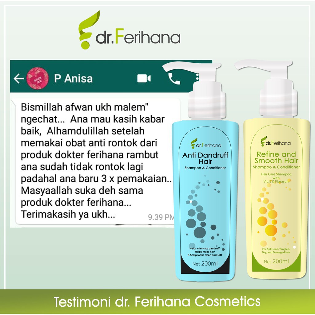 SHAMPOO DAN CONDITIONER ANTI DENDRUFF HAIR DR. FERIHANA SKINCARE