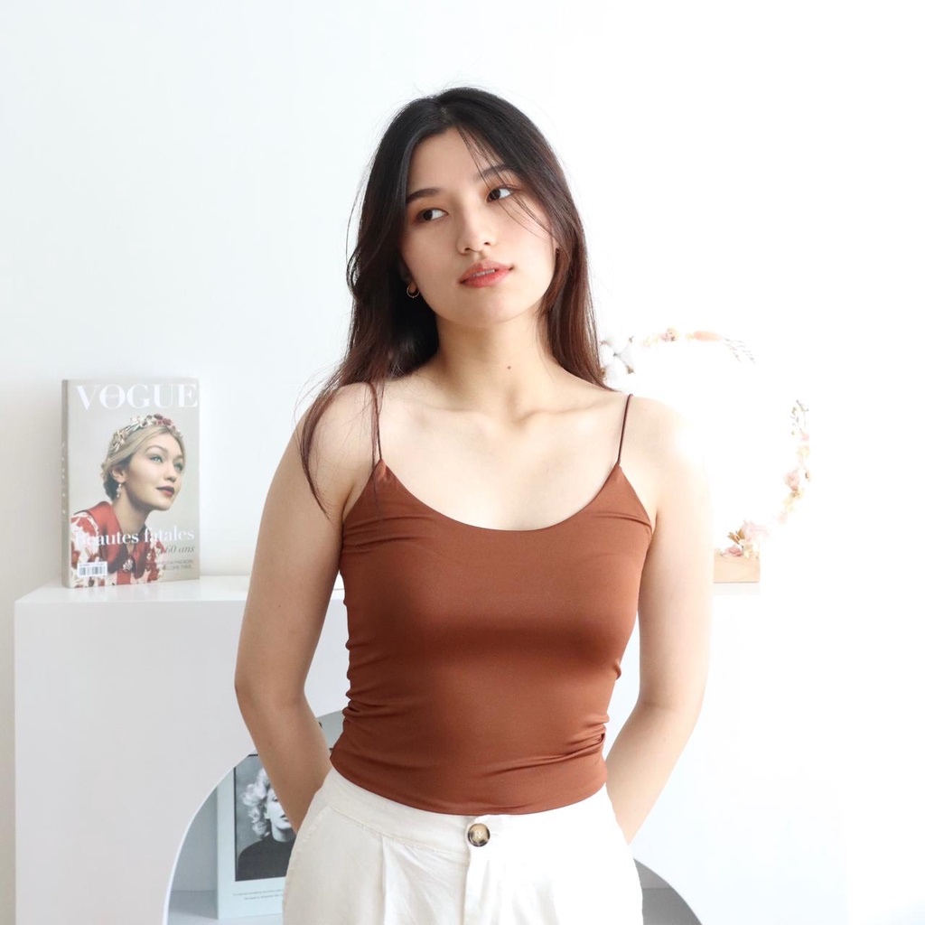 MSMO Spageti Tank Top Tali / Top Wanita-Caramel