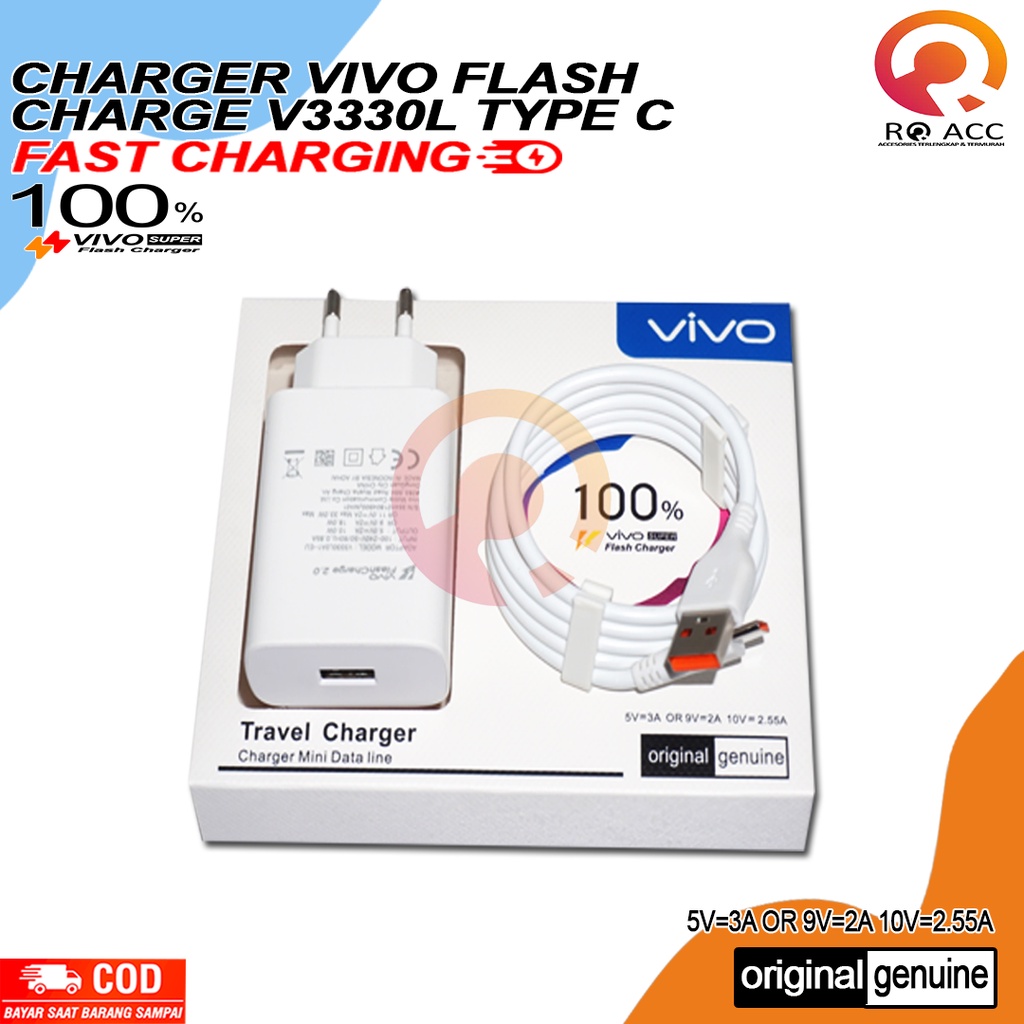 [RO ACC] CHARGER VIVO FLASH CHARGE V3330L TYPE C FAST CHARGING